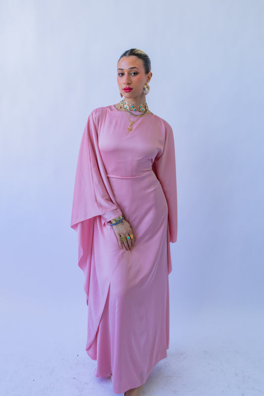 Light pink Silk Kaftan Dress [SET]